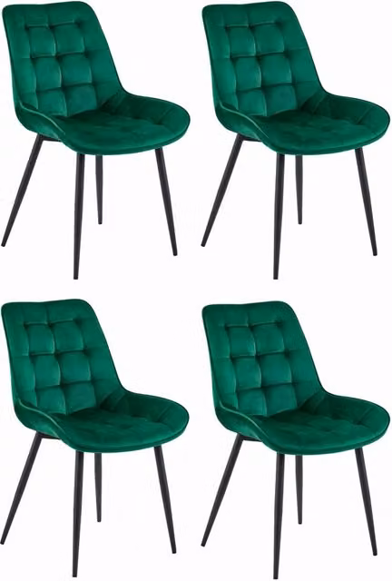 Set di 4 sedie VALORA BERA OSKAR in velluto verde con gambe in metallo nero