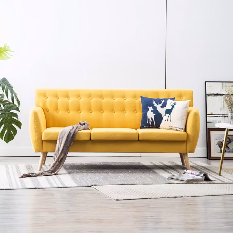 vidaXL Divano a 3 Posti Moderno Rivestito in Tessuto Giallo L: 172 cm, P: 70 cm, H: 82 cm