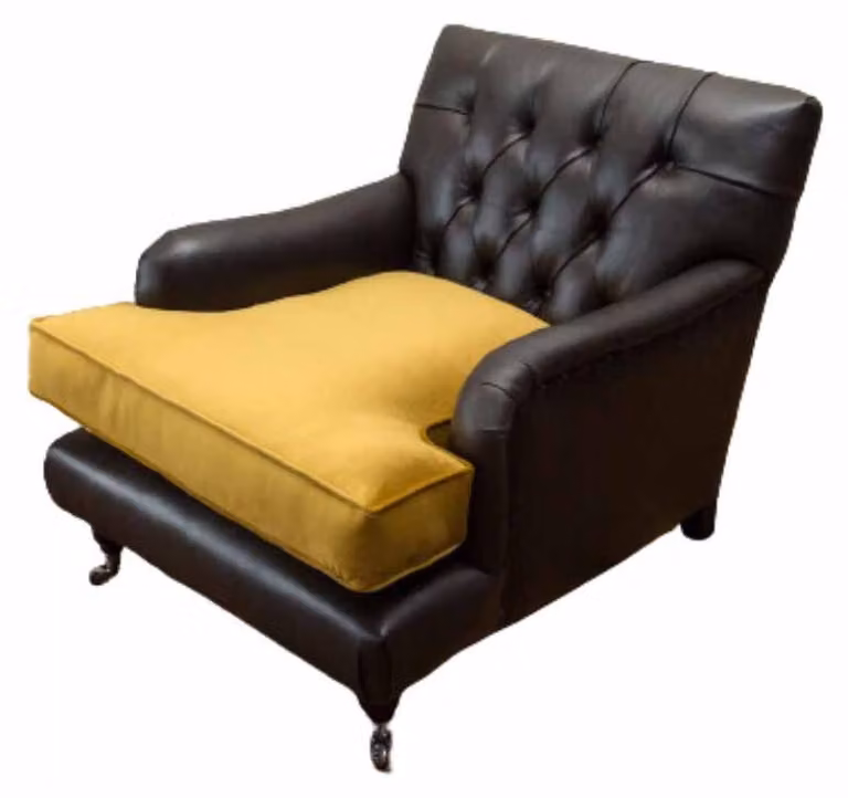 Sessel Couch Sofa Leder Braun Lounge Polster Sitzer Luxus Design Club