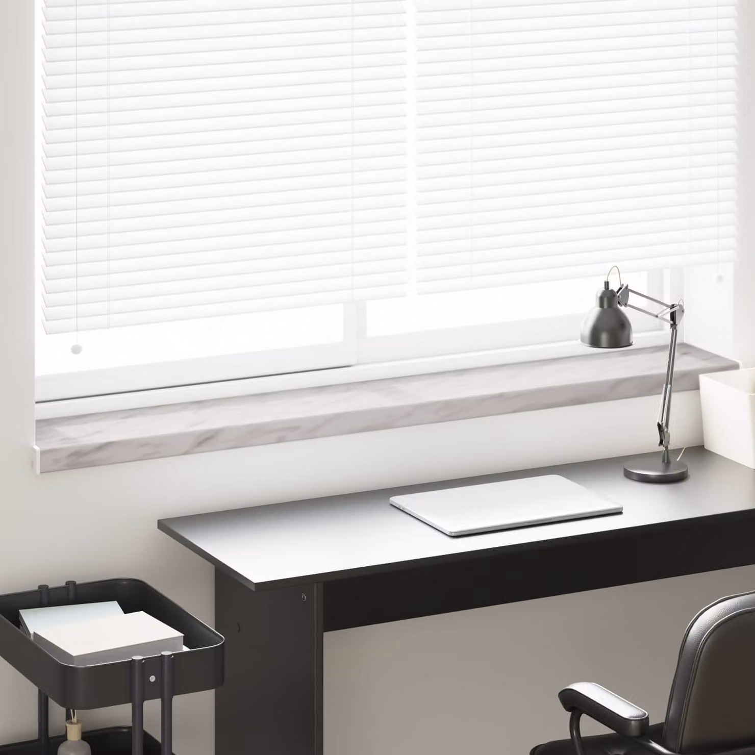 Soglia della finestra vidaXL in PVC con texture effetto marmo, colori grigio e bianco, L 160 x P 25 x H 4,5 cm