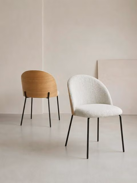 Set di 2 sedie imbottite Matti in rovere impiallacciato grigio e nero Kenay Home