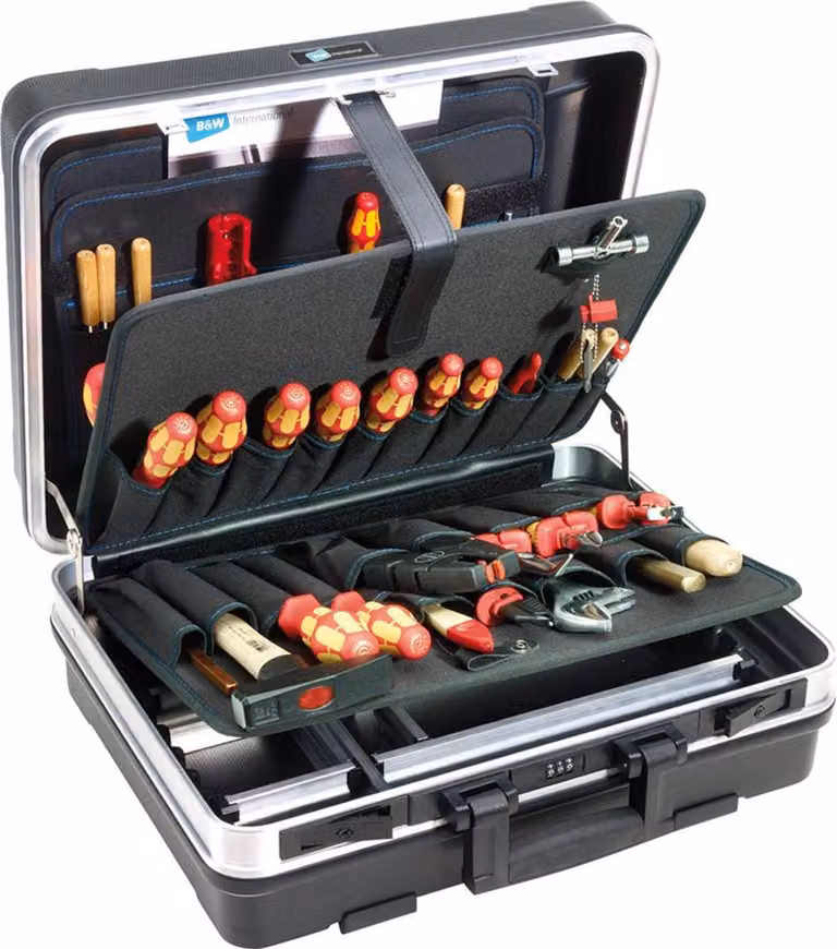 Werkzeugkoffer Base Pockets mit Werkzeugtafel, mit Schloss, schwarz, B&W Koffer