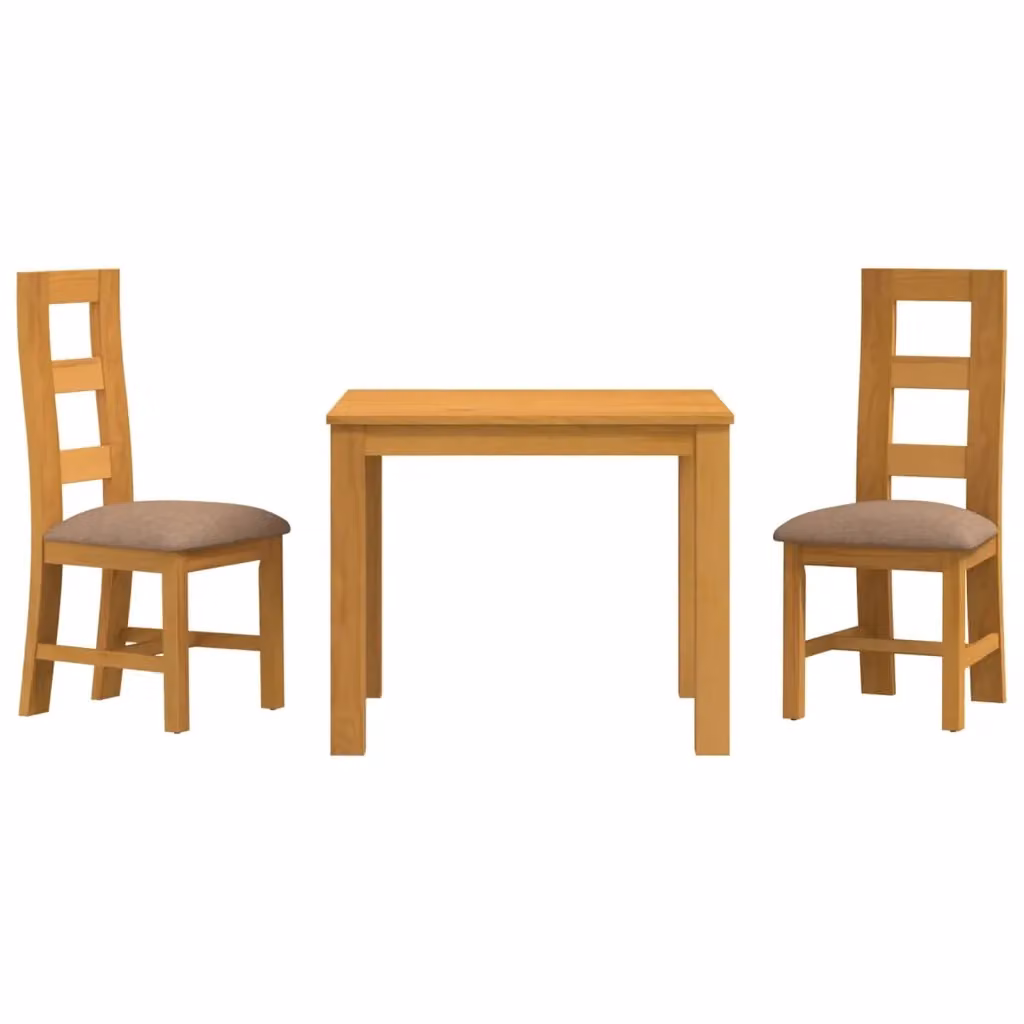 Set da pranzo moderno vidaXL in legno di quercia composto da tavolo rettangolare e 3 sedie, colore grigio e marrone – 2