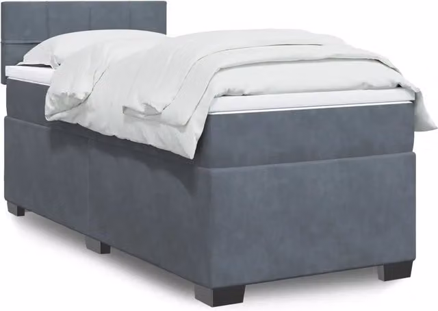Giroletto a Molle con Materasso-Struttura Letto Grigio Scuro 90x190 cm Velluto 178154