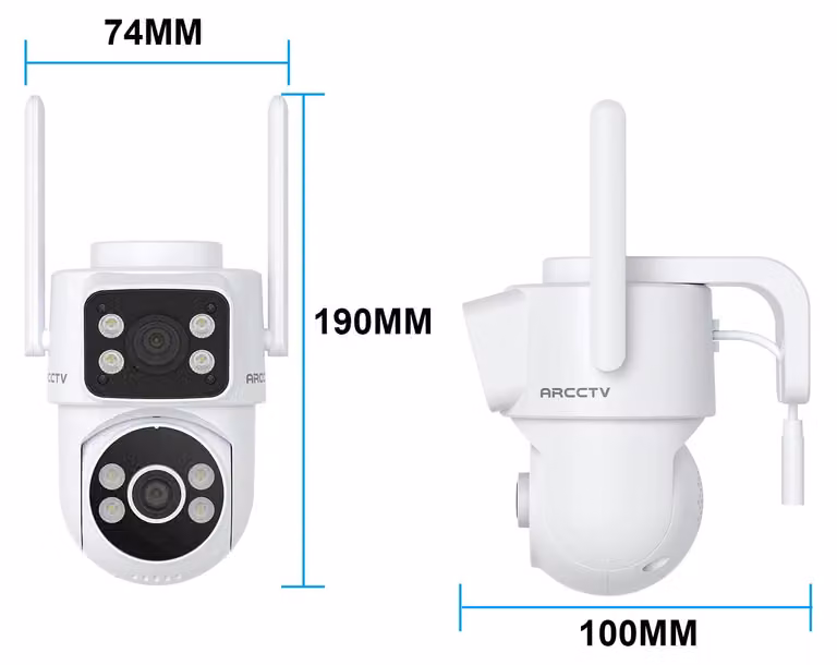 Telecamera di sorveglianza – Telecamera a forma di proiettile – Doppio obiettivo 4K 8 MP – Wi-Fi dual-band – Tracciamento intelligente – Visione notturna a colori – Resistente agli agenti atmosferici (grado di protezione IP66) – Bianco
