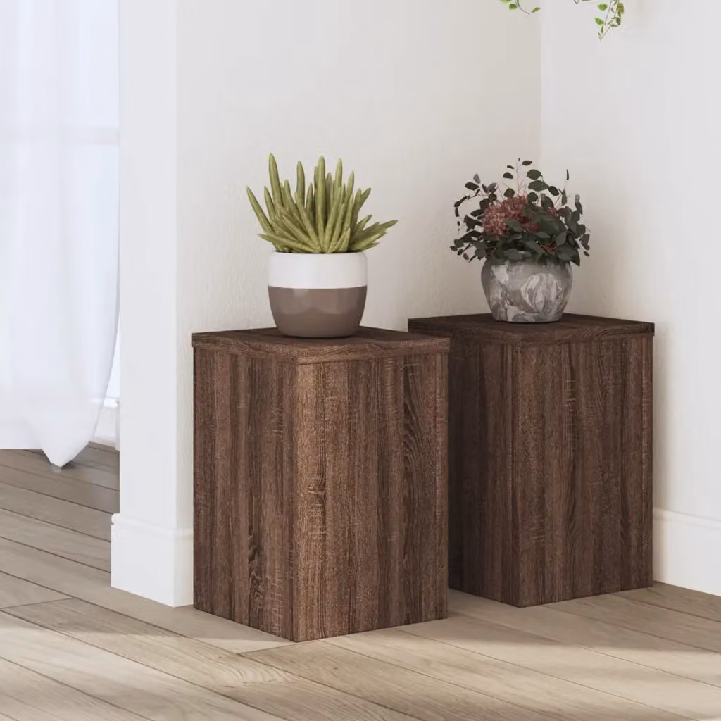 vidaXL Supporti per Piante in Legno Marrone, Set da 2 pezzi, L/P/H: 20 x 20 x 30 cm