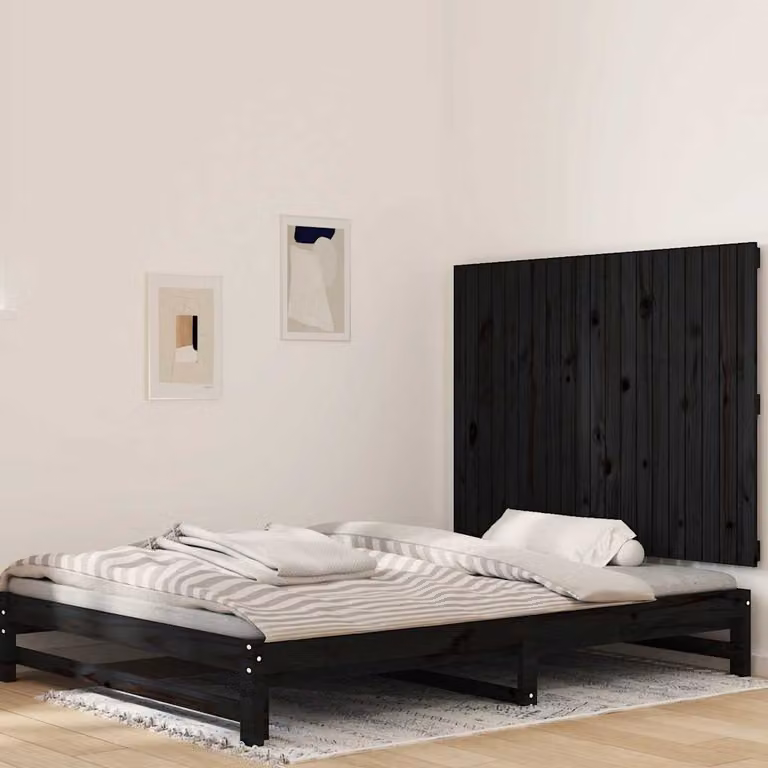Testiera da parete vidaXL in legno massello di pino nero, L 127,5 x P 3 x H 90 cm
