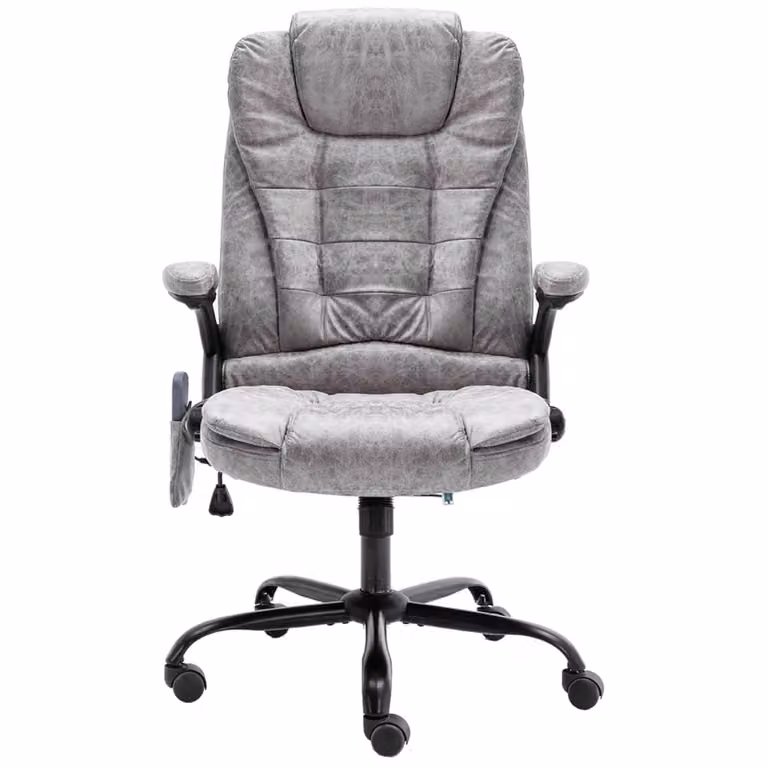 Sedia da ufficio vidaXL con funzione massaggio, grigio chiaro effetto pelle scamosciata