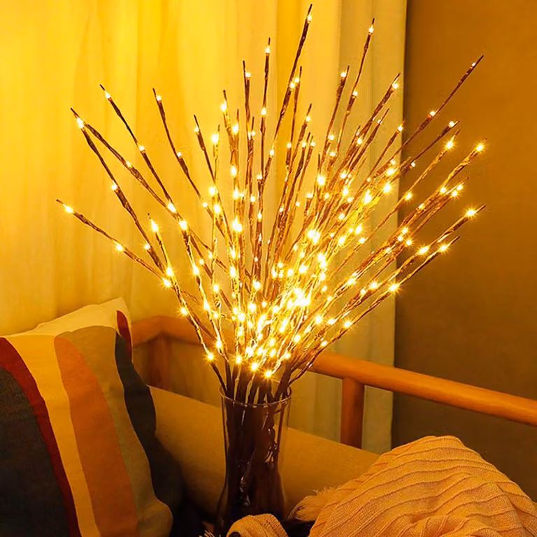 Lampada a LED da soffitto, 30 pollici, 20 LED bianco caldo, confezione da 2, con rami artificiali