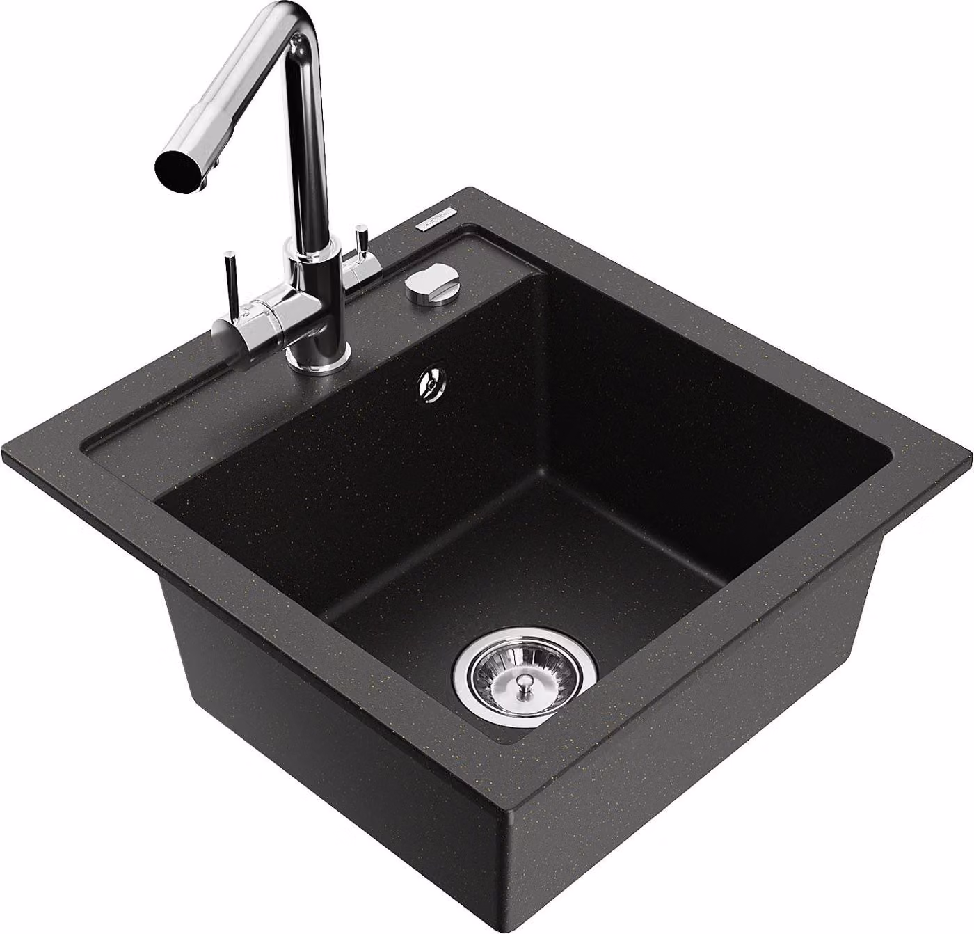 Mexen Vito lavello da cucina in granito 1 vasca con rubinetto Duero, nero/oro metallizzato - 6503-75-671600-00