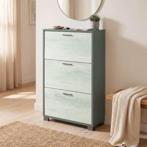 Scarpiera 3 ante 70x29 cm grigio scuro e bianco in MDF