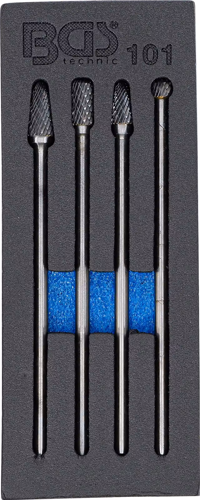 Set di frese HSS, extra lungo, composto da 4 pezzi, con gambo da 6 mm