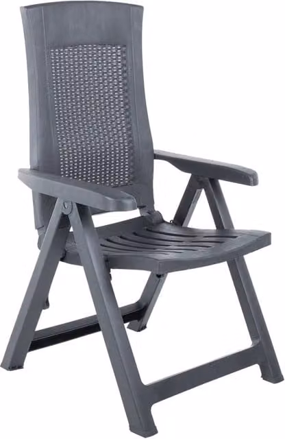 Set di 2 sedie da giardino impilabili in plastica antracite con braccioli