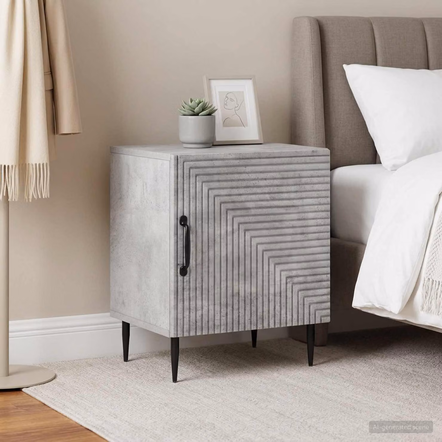 Set di 2 Armadi da Notte vidaXL Moderni in Grigio Cemento, L 43 cm x P 34,5 cm x H 50 cm