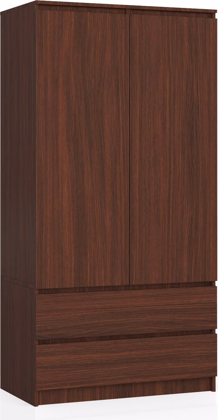Armadio con 2 ante e 2 cassetti, dimensioni 90 x 180 x 51 cm, finitura wengé