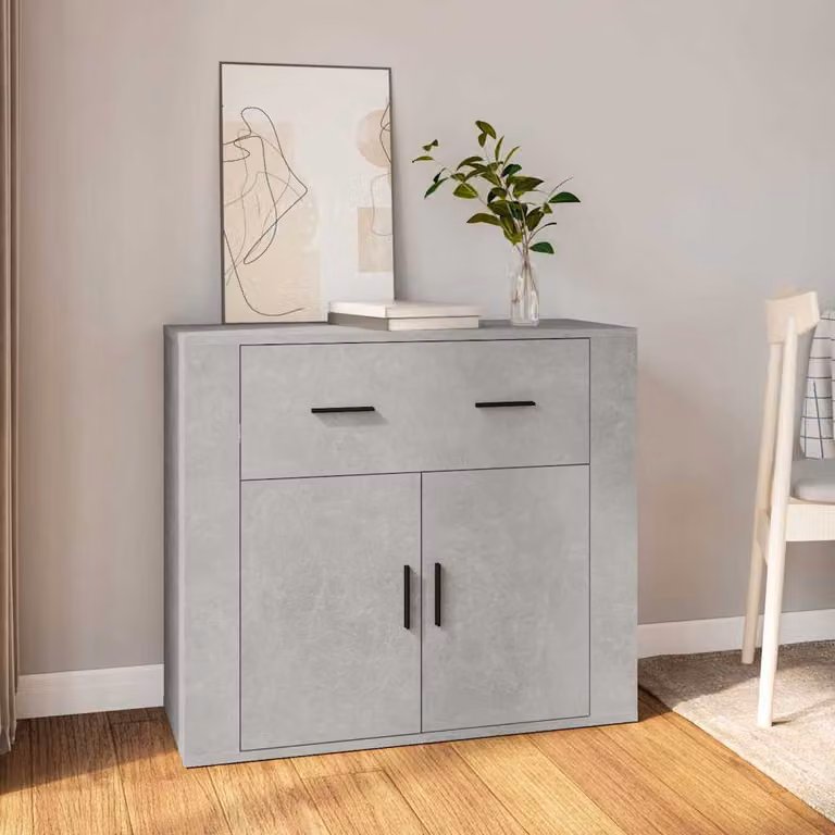 Credenza moderna vidaXL in legno multistrato e MDF, colore grigio cemento, L 80 cm x P 33 cm x H 70 cm