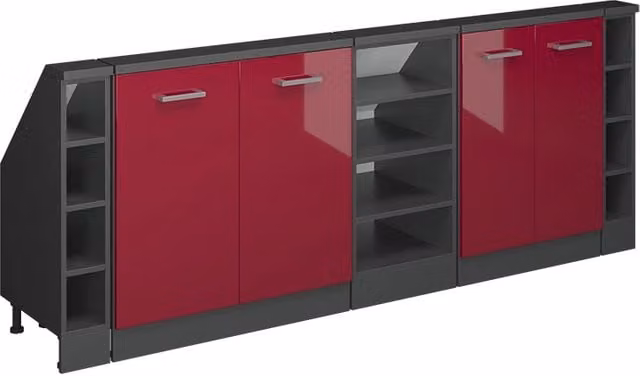 Set di mobili sottotetto Rion Rosso lucido/Antracite Set di 5 Vicco