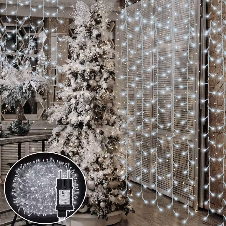 Clanmacy 10M 100 LED luci fiabesche bianco freddo 8 modalità di luce festa giardino interno esterno decorazione luci di Natale