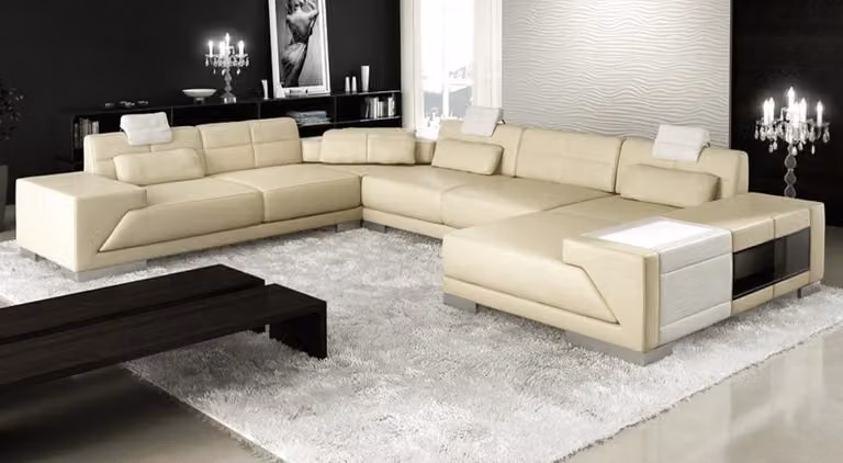 XXL BIG Wohnlandschaft U-Form Ecksofa Sofa Couch Polster Garnitur Leder