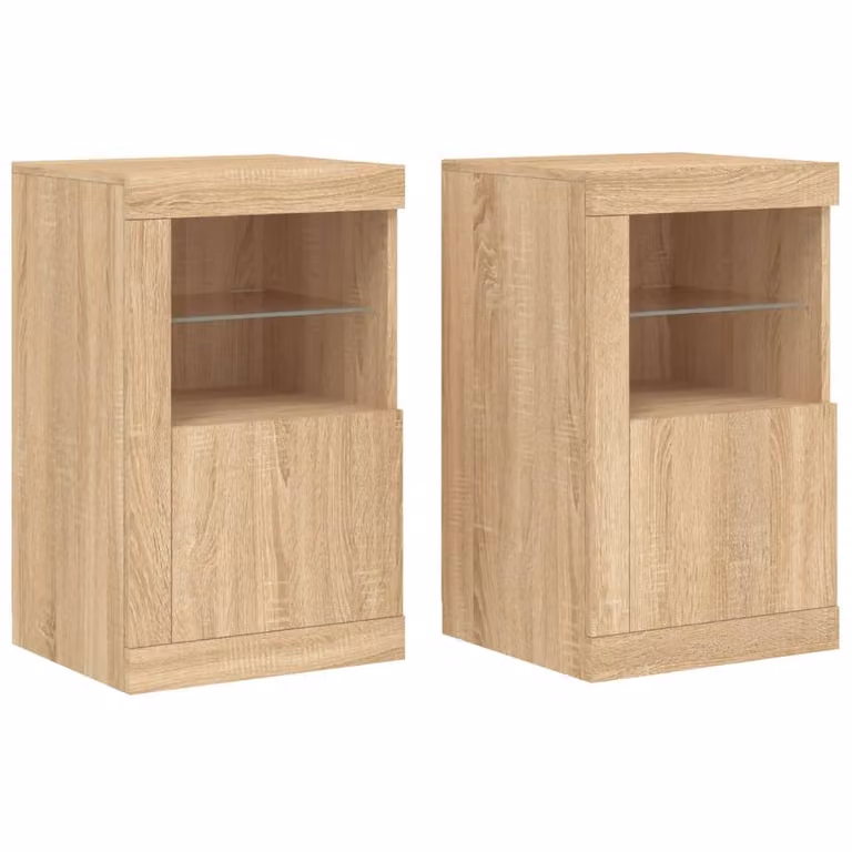 Armadietti con Luci LED 2pz Rovere Sonoma in Legno Multistrato