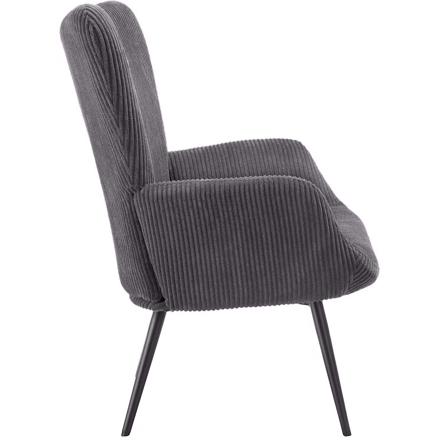 Poltrona Hygge tectake imbottita in velluto e corda, colore antracite e nero, L: 76,0 cm, P: 72,0 cm, H: 100,5 cm – 4