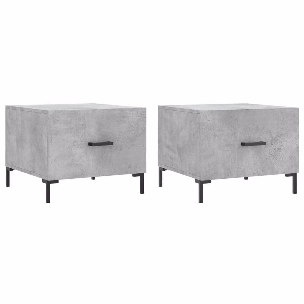 Tavolini Salotto 2pz Grigio Cemento 50x50x40 Legno Multistrato