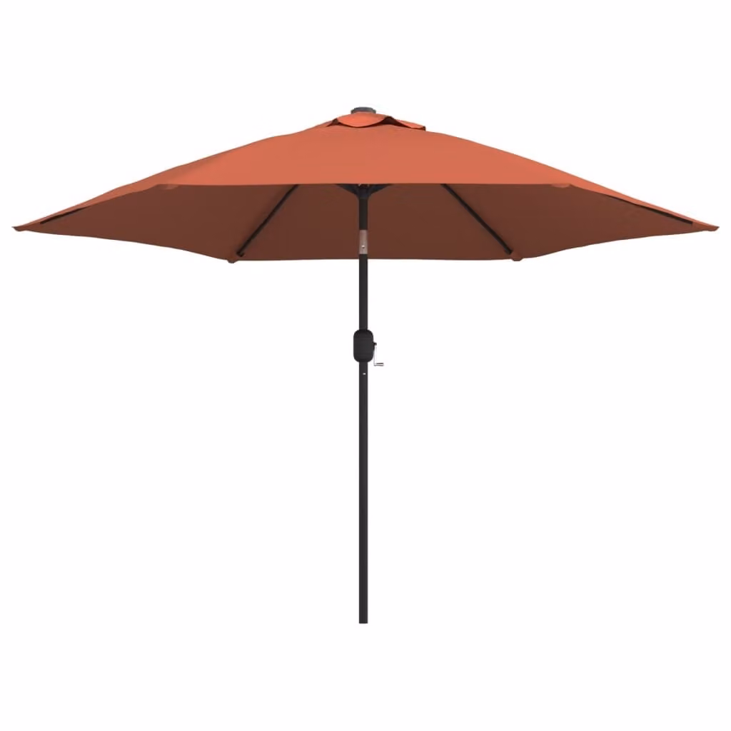 Ombrellone da Giardino con LED e Palo Acciaio 300 cm Terracotta