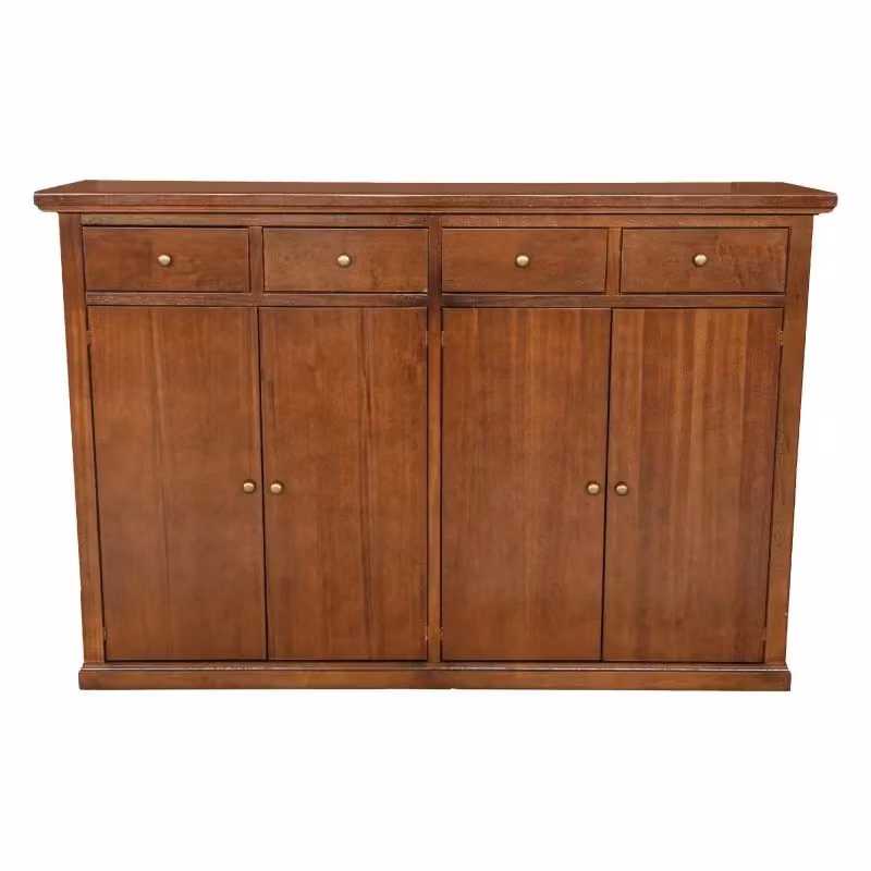 Madia credenza in legno di pino stile arte povera color marrone con 4 porte e 4 cassetti Mobili 2G L: 160 cm, P: 35 cm, H: 110 cm – 2