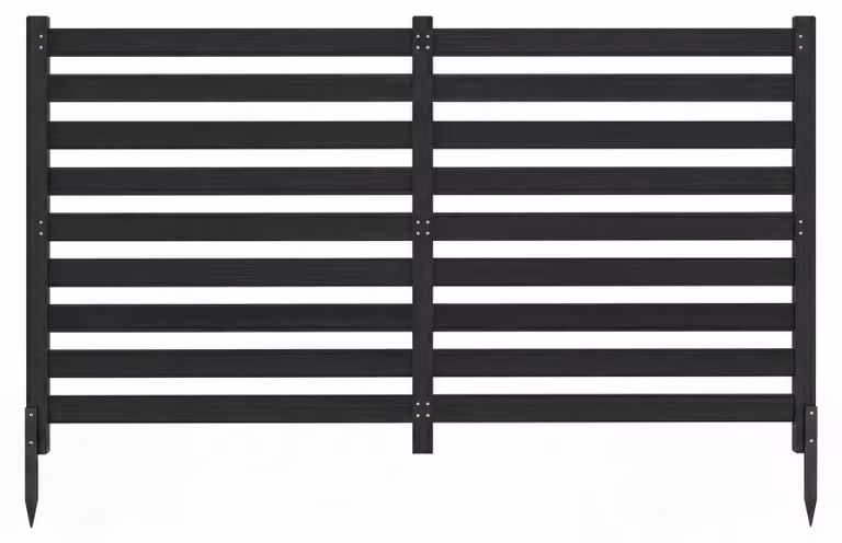 KOMFOTTEU, recinzione da giardino in legno, composta da 2 pezzi, con 3 picchetti da terra. Ideale come schermo frangivento per esterni, per proteggere bidoni della spazzatura, condizionatori, attrezzature per piscine, o come recinzione autoportante per gi