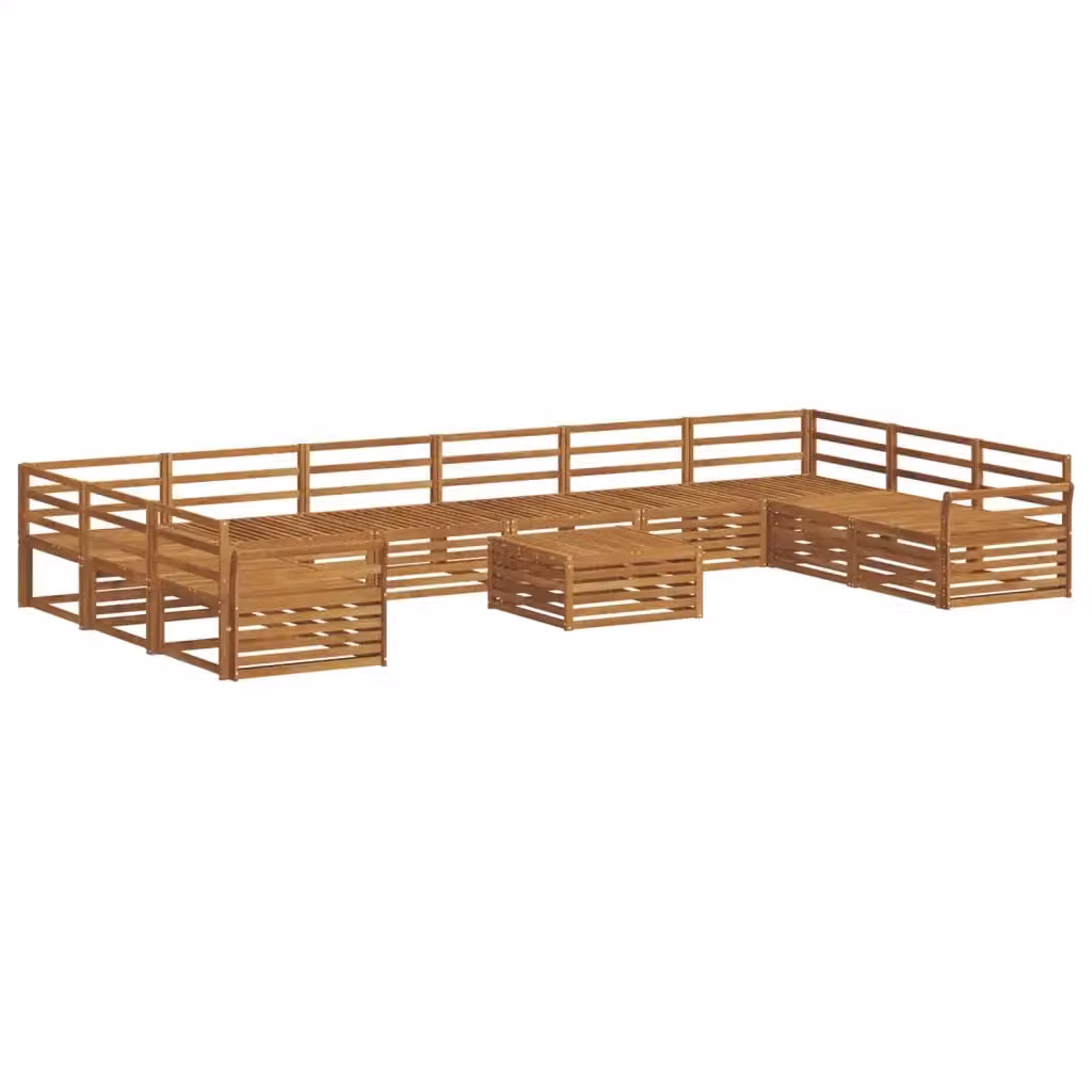 Set di divani da giardino vidaXL in legno di acacia massello, 11 pezzi, colore marrone – 2