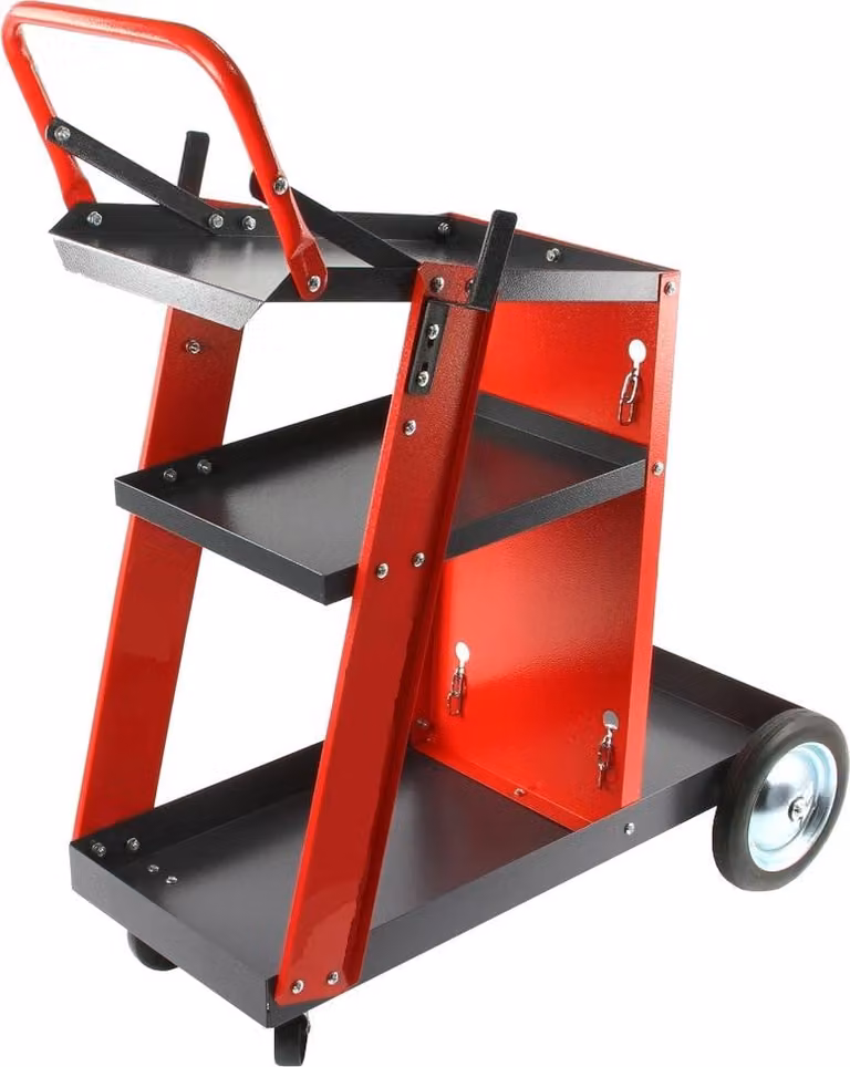 LUXTOM | Carrello per saldatura, 750x390x920 mm, carrello per officina come carrello per saldatura, carrello per bottiglie con 3 ripiani