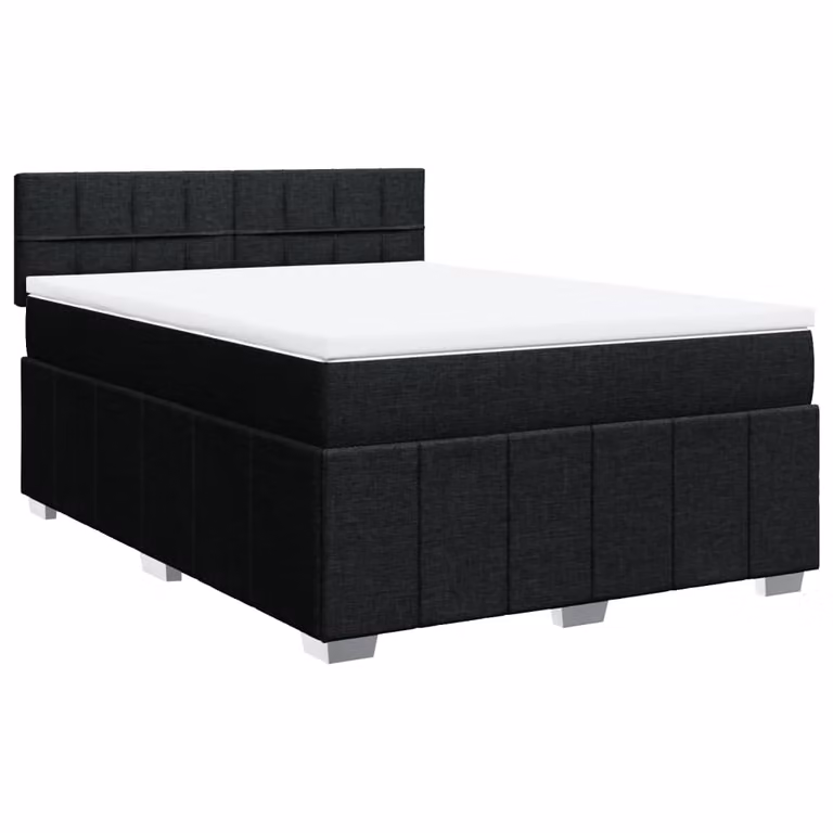 Giroletto a Molle con Materasso Nero 140x200 cm in Tessuto
