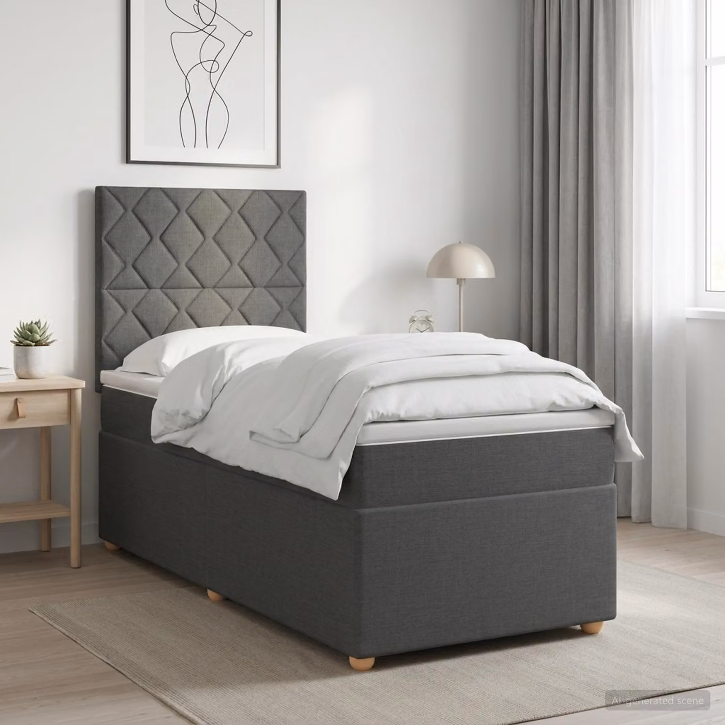 Letto box spring con materasso ibrido vidaXL Grigio Scuro L/P/H: 100 x 200 x 76,5 cm
