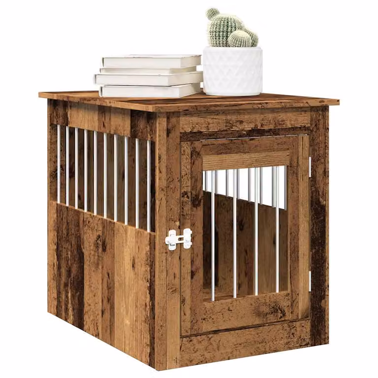 Gabbia per cani da arredamento vidaXL in legno e metallo color marrone, L 75 cm x P 65 cm x H 55 cm