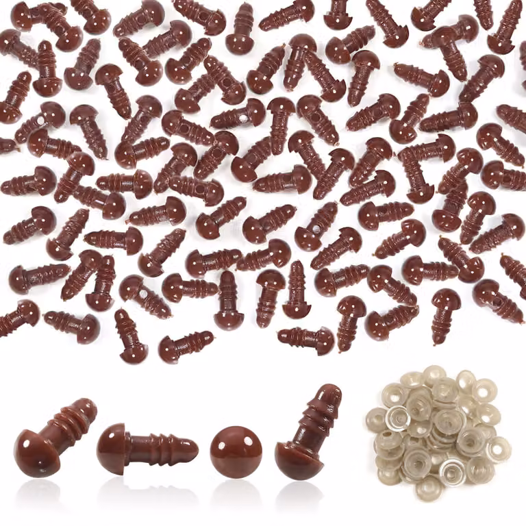 50 occhi di sicurezza marroni da 8 mm con rondelle di supporto