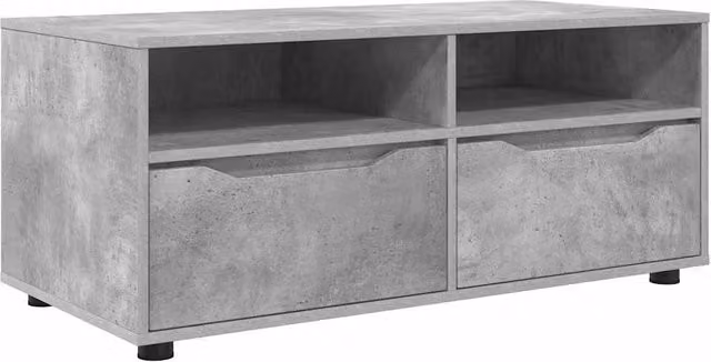 Mobile porta TV rettangolare moderno con ripiani portaoggetti 100 x 48 x 43 cm in legno ingegnerizzato grigio cemento 02_0054664