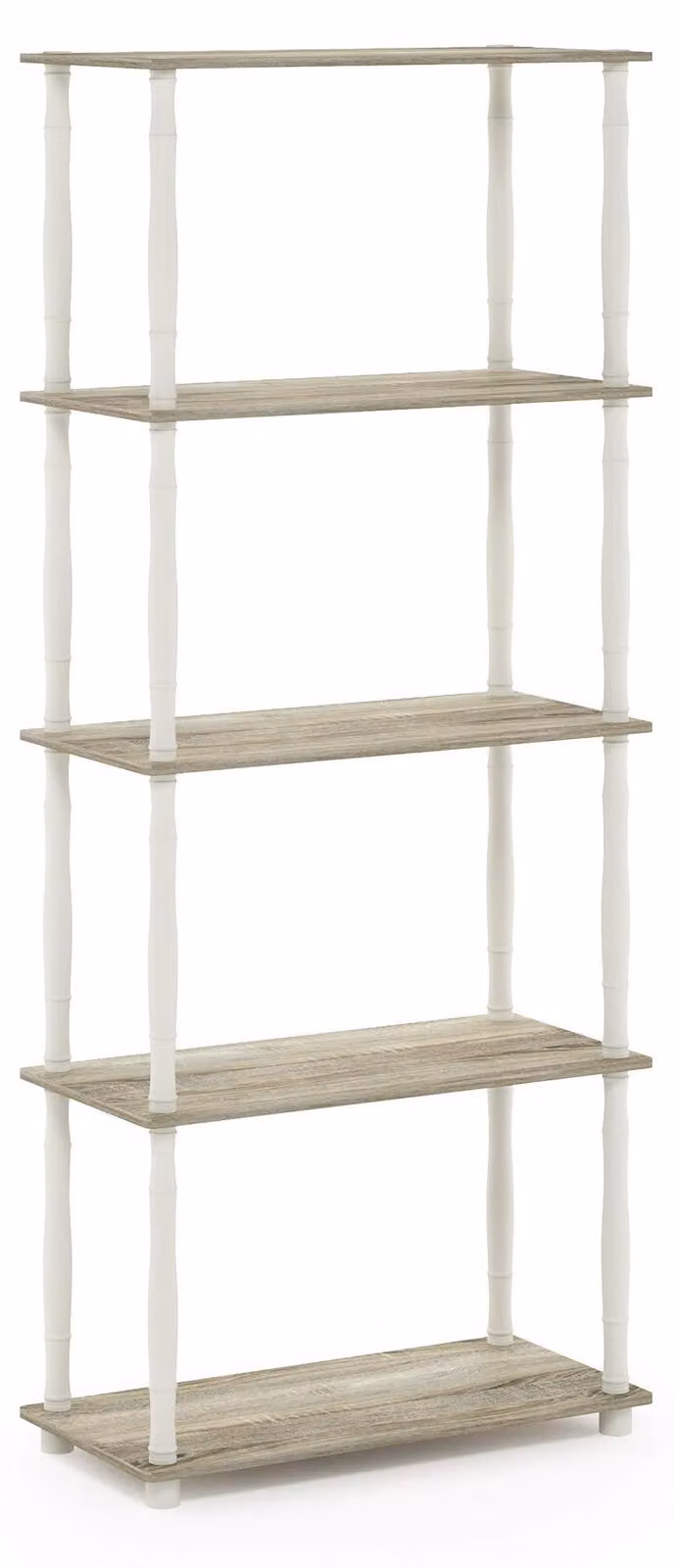 Furinno Turn-S-Tube, scaffale angolare a 5 ripiani, montaggio senza attrezzi, finitura Sonoma