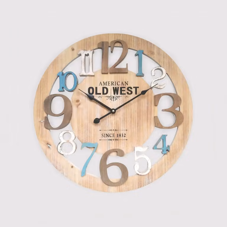 Oxalis - Orologio da parete moderno con numeri azzurri e bianchi