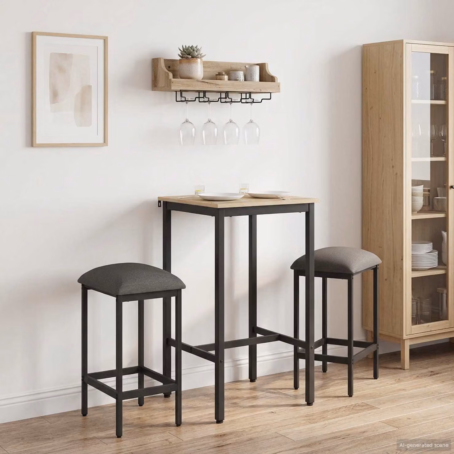 Set di 2 sgabelli da bar moderni vidaXL in tessuto grigio con struttura in metallo L: 40 cm, P: 32 cm, H: 64 cm