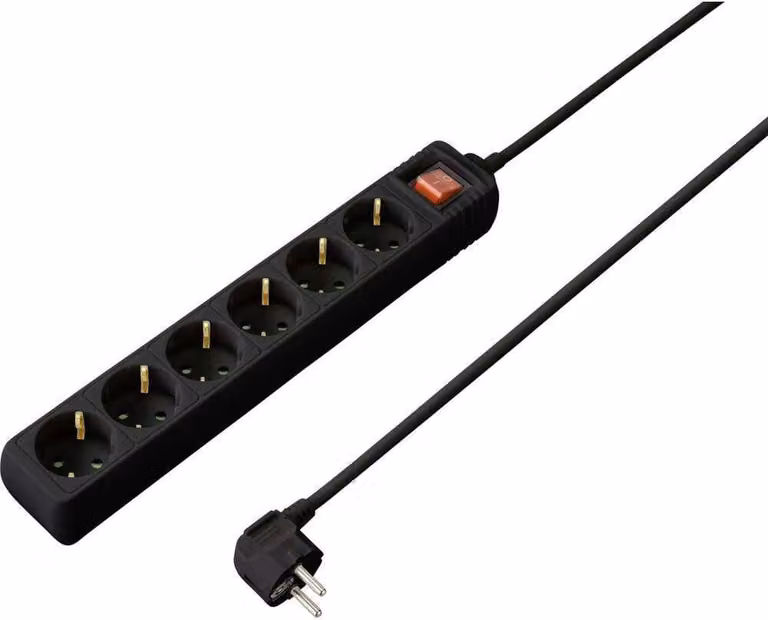 Sygonix SY-4891002 Presa multipla con interruttore Contatto di terra nero 1 pz
