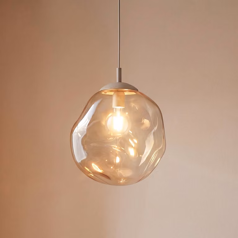 Lampada a sospensione Lava TK Lighting, dimmerabile, Crema / Ambra, Soggiorno / Sala da pranzo, Vetro, Moderno, Lampada a sospensione