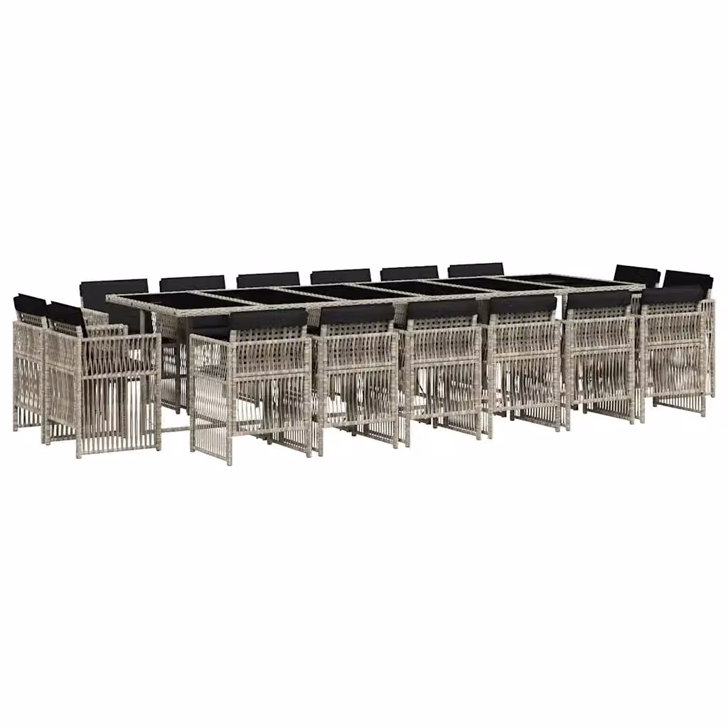 Set da pranzo da giardino vidaXL in polyrattan con cuscini e piano in vetro, 17 pezzi, Grigio Antracite – 2