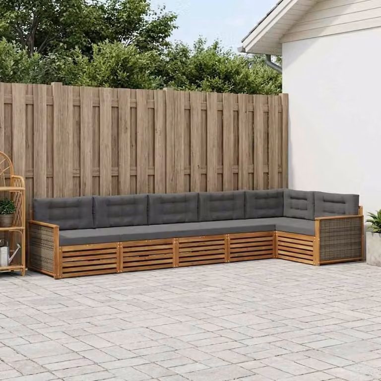 Set di divani da esterno vidaXL 6 pz in legno di acacia con cuscini, beige e antracite