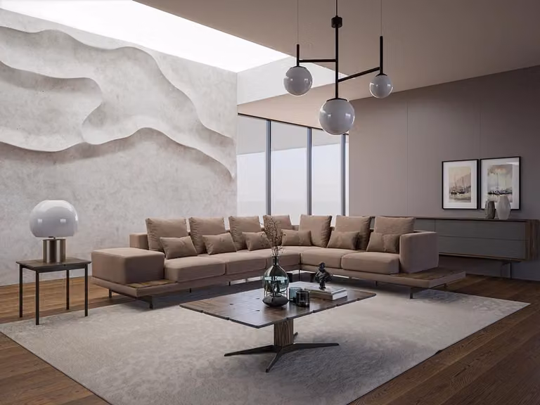 Wohnzimmer Ecksofa L-Form Designer Luxus Garnitur Einrichtung Couchtisch