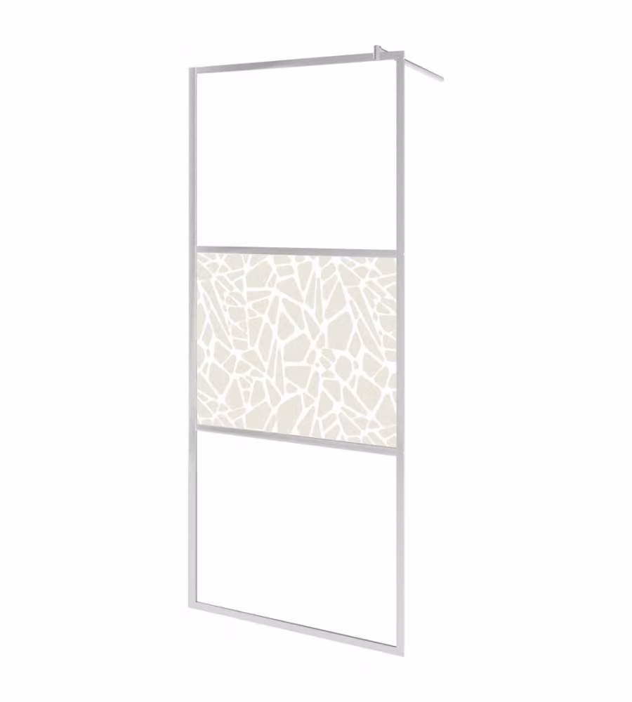 Parete per Doccia Walk-in vidaXL in Vetro ESG con Design Pietra, Multicolore e Argento, L: 140 cm, H: 195 cm – 2