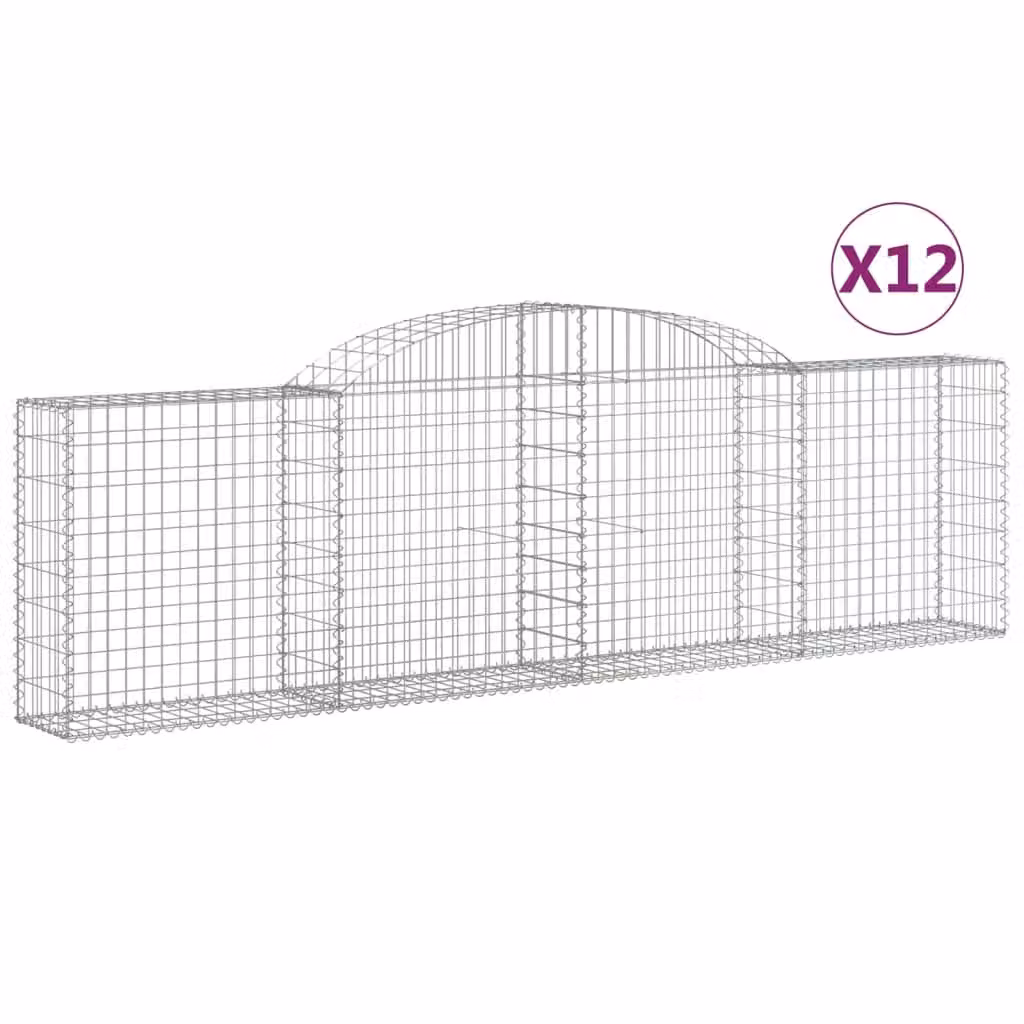Cesti Gabbioni ad Arco 12 pz 300x30x80/100 cm Ferro Zincato