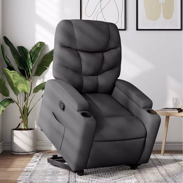 vidaXL Poltrona Alzapersona Reclinabile Grigia in Tessuto con Assistenza Elettrica per Senior