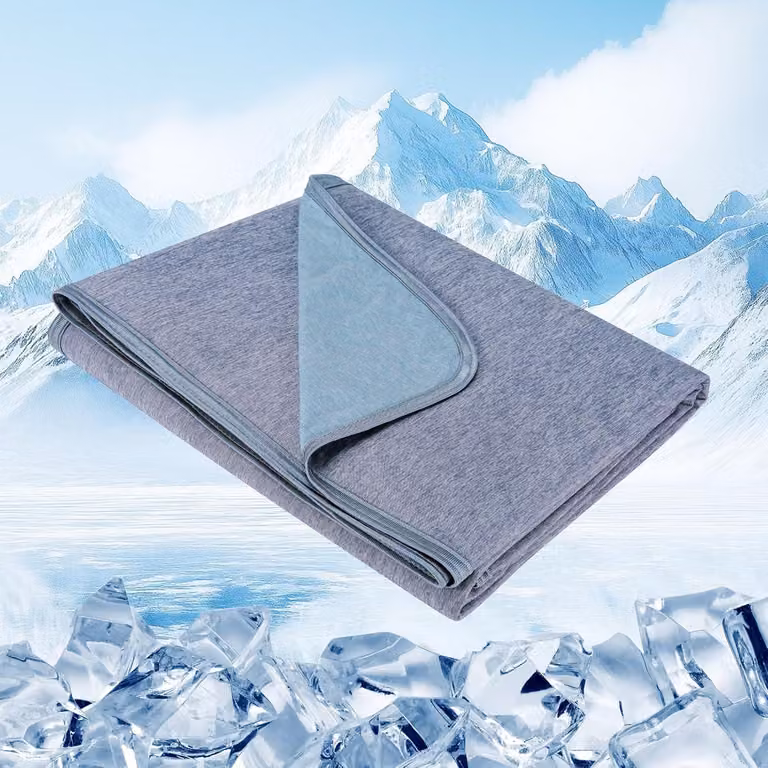 Coperta rinfrescante 150x200 cm, fibra rinfrescante Q-Max > 0,45, colore blu, ideale per l'estate