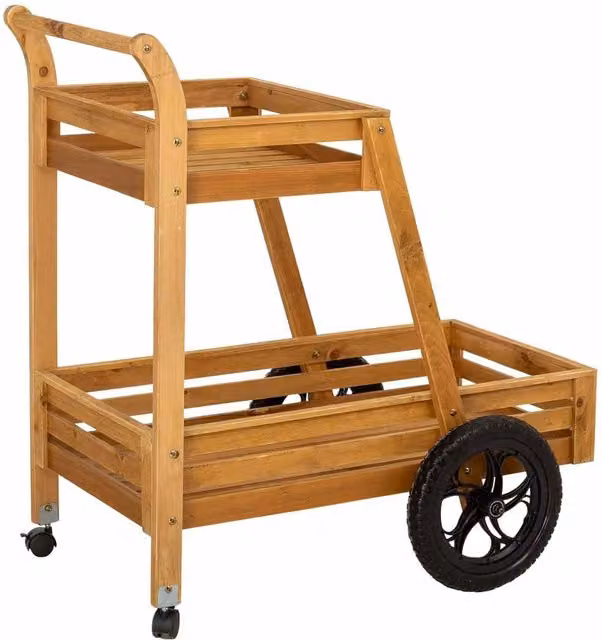 Carrello espositore rustico in legno marrone WANDERLUST DECO con ruote L: 82 cm, P: 19 cm, H: 44,5 cm