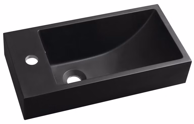 ARIANA lavabo in marmo fuso 50x25cm, a sinistra, nero opaco